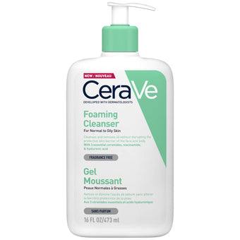 CeraVe Foaming Gel Cleanser with Hyaluronic Acid for Normal to Oily Skin 473ml
