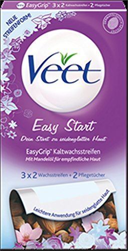 Veet Easy 3X 2 Wax Strips & 2 Finishing Wipes Start Strip Purple