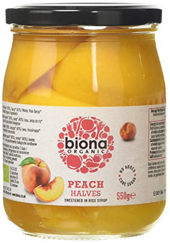 Biona Organic Peach Halves In Rice Syrup 550g