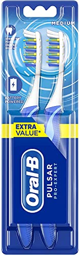Oral-B Pulsar Pro-Expert Manual Toothbrush Enhanced With Battery Power, 2 Counts, (colours may vary)