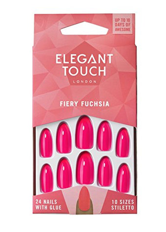 Elegant Touch Coloured Nails Collection - Fiery Fuchsia (24 Nails)