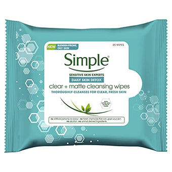 Simple Daily Skin Detox Clear + Matte Cleansing Wipes 25wipes