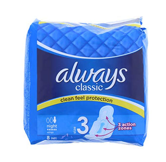 Always Classic Clean Feel Night Protection Pads 16s