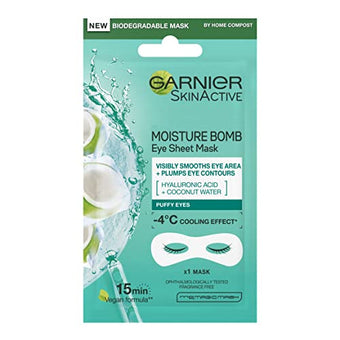 Garnier Hyaluronic Acid And Coconut Water Tissue Mask, Hydrating Replumping Tissue Eye Sheet Mask 6 g