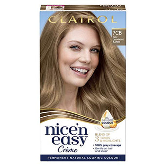 Clairol Nice' n Easy Creme, Natural Looking Oil Infused Permanent Hair Dye 7CB Dark Champagne Blonde 177 ml