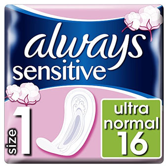 Always Sensitive Normal Ultra Sanitary Towels, 16 Pads