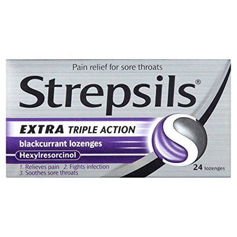 Strepsils Extra Triple Action Blackcurrant Lozenges