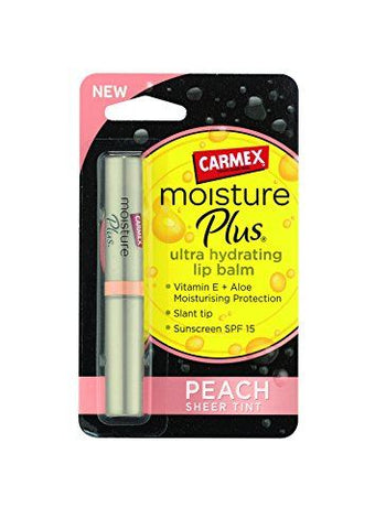 Carmex Moisture Plus Ultra Hydrating Lip Balm Peach Sheer Tint Spf 15
