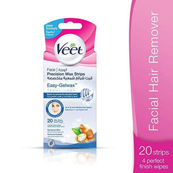 Veet Easygrip Ready To Use 20 Wax Strips And 4 Perfect Finish Wipes For Face