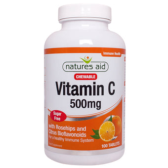 Natures Aid 500mg vitamin C Sugar Free Chewable With Rosehips And Citrus Bioflavonoids Tablets